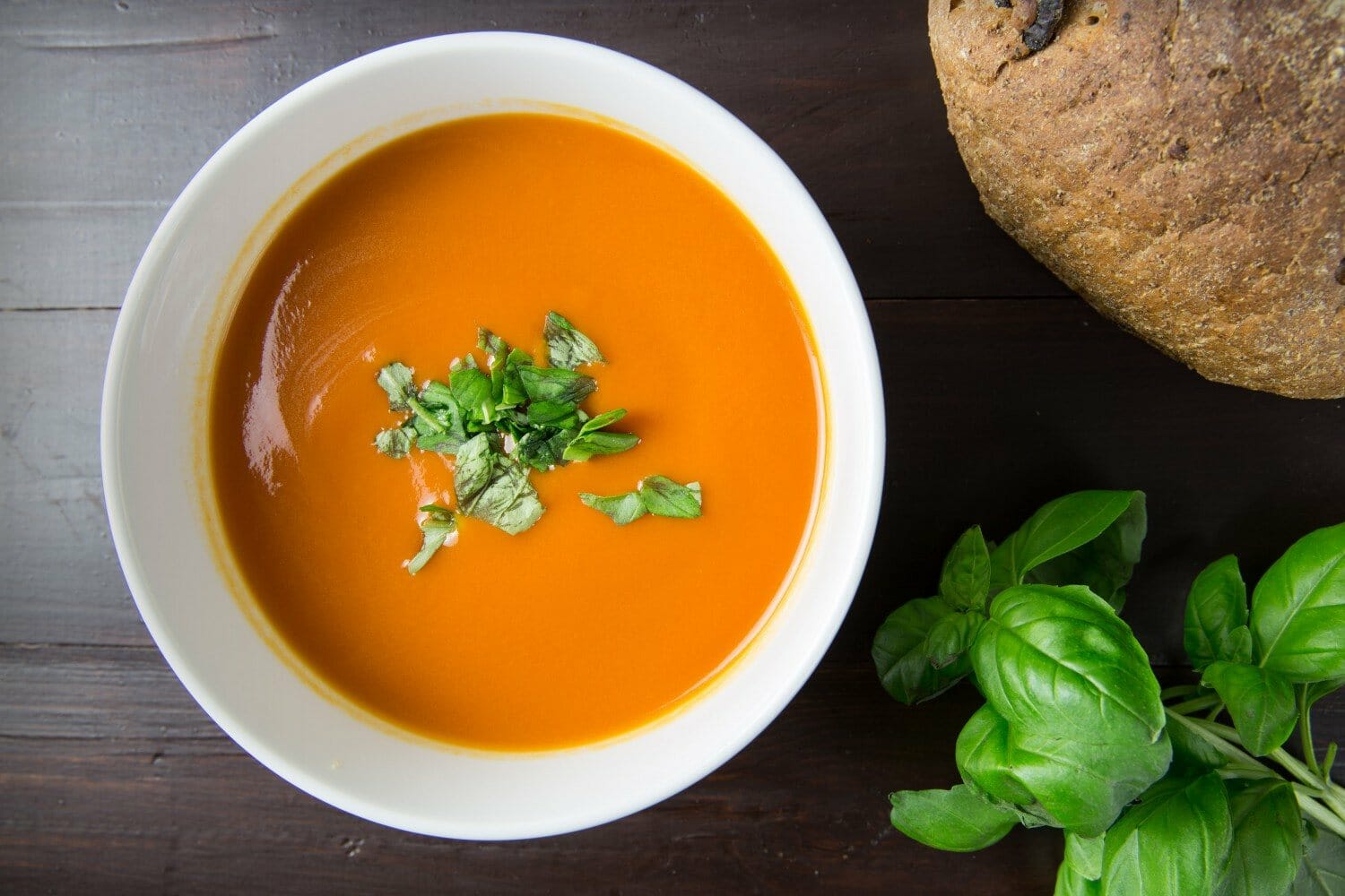 Tomato soup on a table