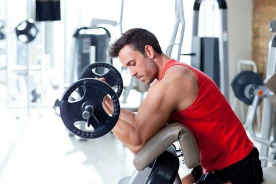 Man doing biceps workout