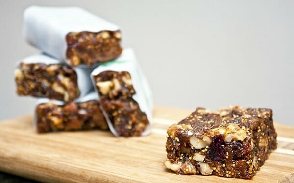 Energy bars on a cutting board