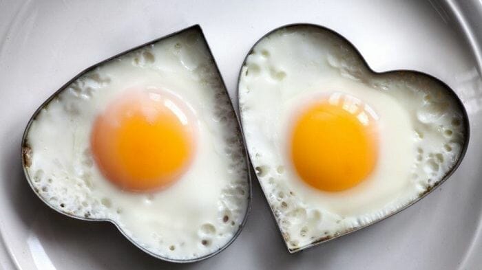 Heart shaped fried eggs