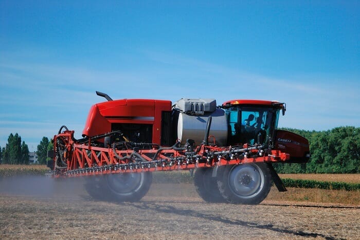 Spraying with glyphosate on a farm