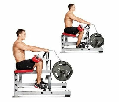 Man showing how to perform seated calf raises