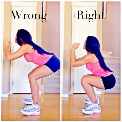 Woman showing how to perform squats