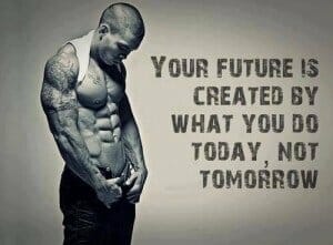 Attractive man and motivational quote
