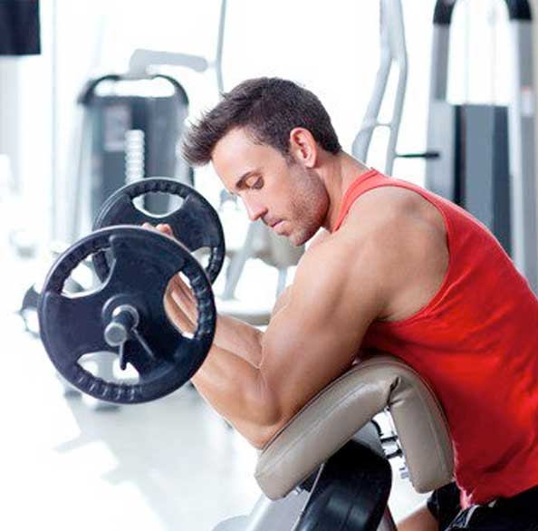 Man doing biceps workout