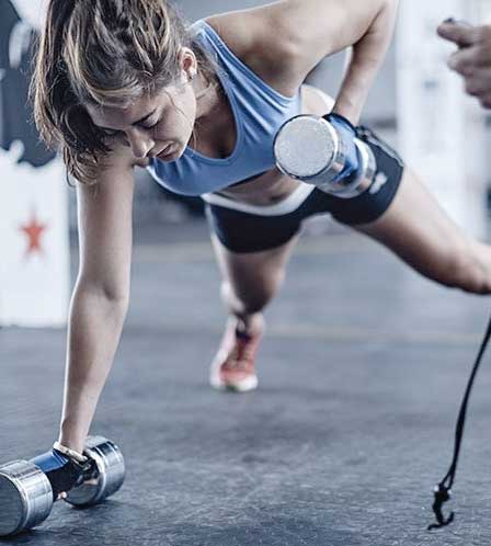 female doing intense exercise