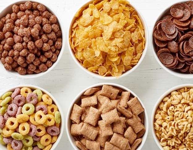 Different types of processed foods in serving bowls