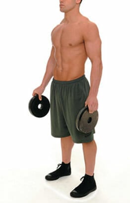 Man holding 2 plates