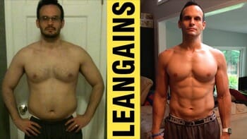 A snapshot of a before and after doing Lean Gains, taken from Youtube.