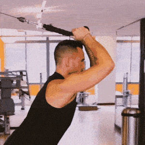 A person doing Cable Rope Extensions