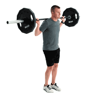 Man doing a backward lunge with barbell