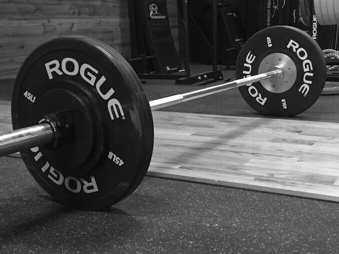 Barbell on a gym floor