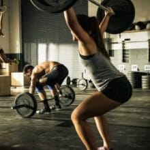 Woman doing workout in gym.