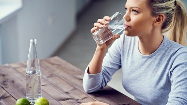 woman drinking water