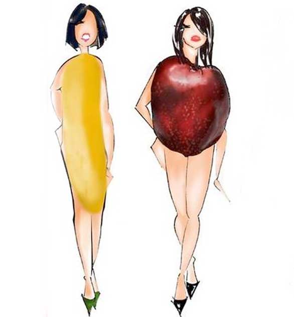 apple and babana shape body
