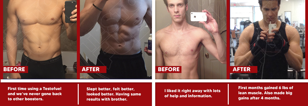Testimonial Images before and after Testofuel use with description