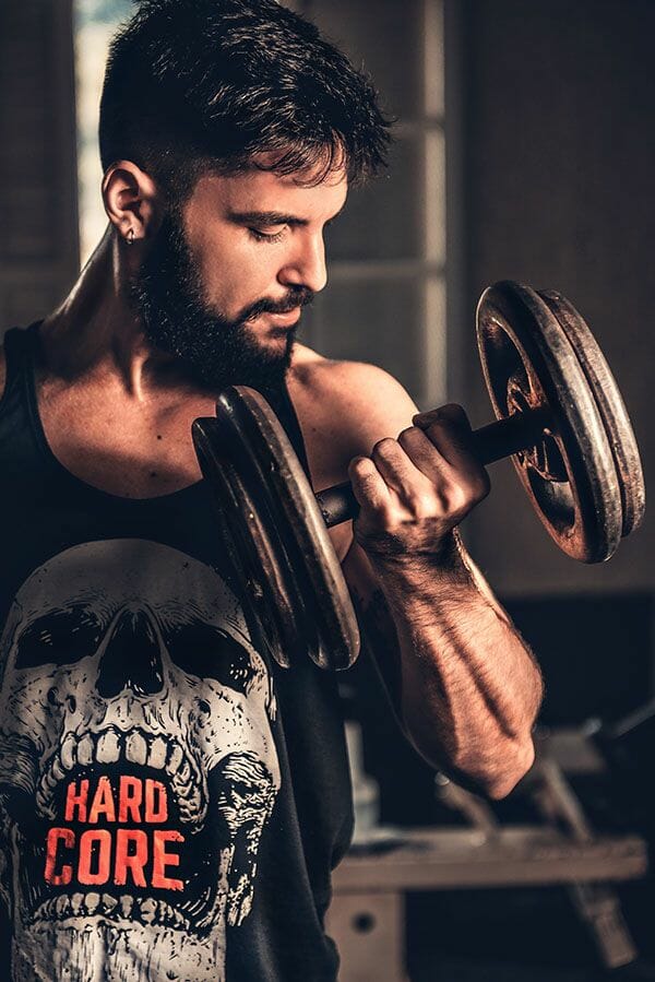 A man lifting a dumbbell