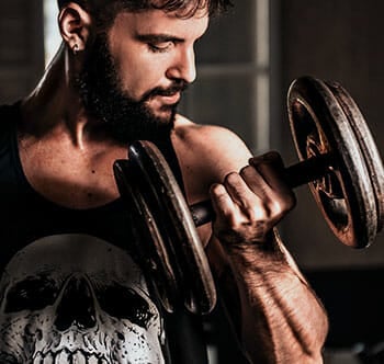 A person doing dumbbell curls