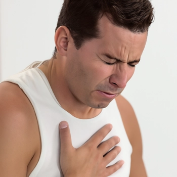 A man feeling chest pain