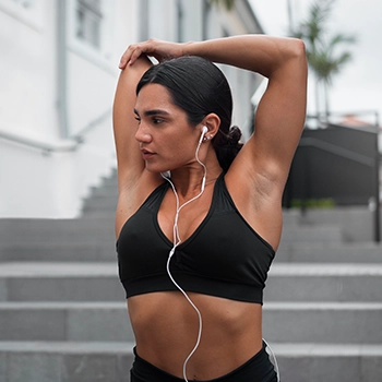 Woman stretching outdoors