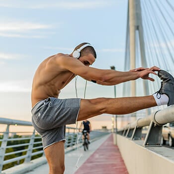 man warming up