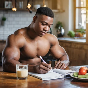 Fit man writing notes