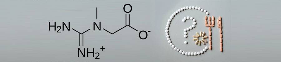 creatine molecule, pills arranged in various shapes