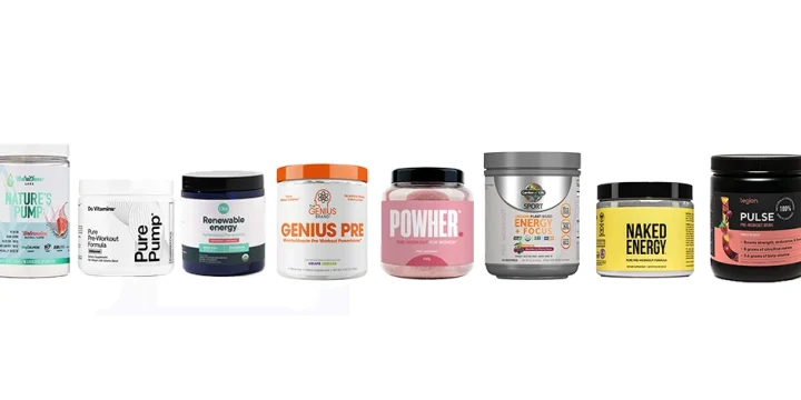 A line up of best organic pre workout supplement products