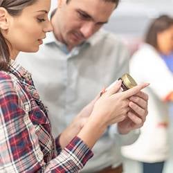 couple checking bottle