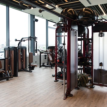 A gym place with different equipments