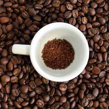 coffee powder and beans