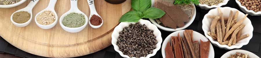 spoons and bowls of raw ingredients