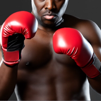 A boxer wearing red gloves