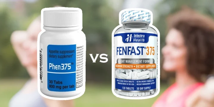 Fenfast 375 and Phen375 with women working out in the background