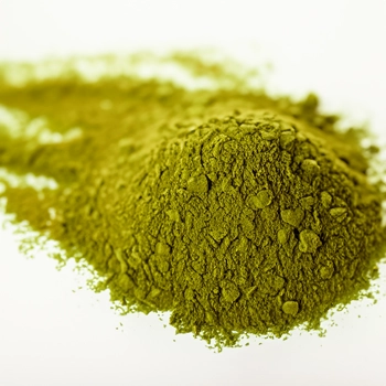 Matcha powder top view in a bowl