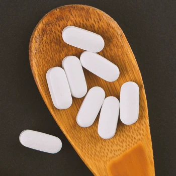 Close up shot of Vitamin K2 pills