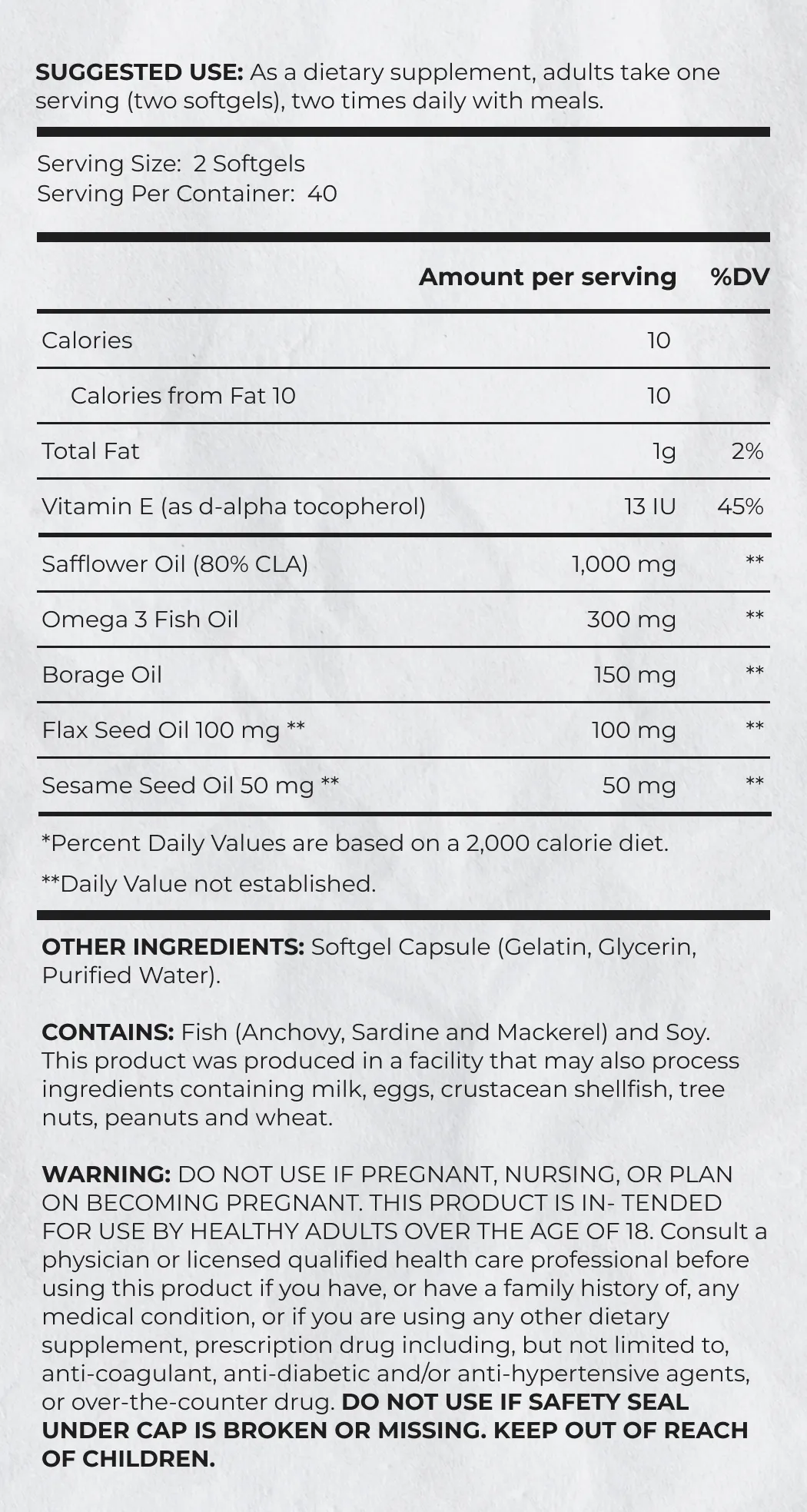 Supplement facts of ab cuts