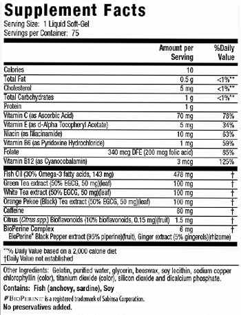 Supplement Facts of Irwin Naturals Triple-Tea Fat Burner