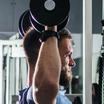 man in an intense workout