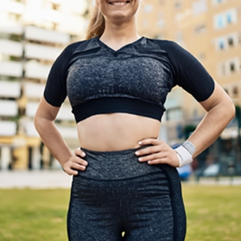 A fit woman with workout clothes outdoor
