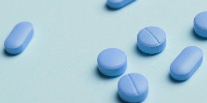 Blue supplement pills