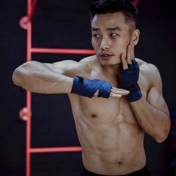 man practicing martial arts