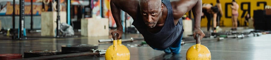 A man doing push up rows