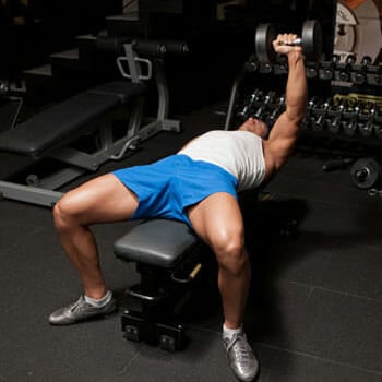 man doing Single-Arm Dumbbell Bench Press