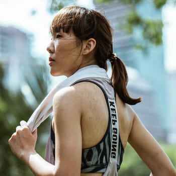 A woman jogging outdoors