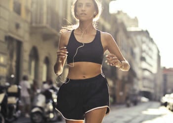 A woman running in the streets