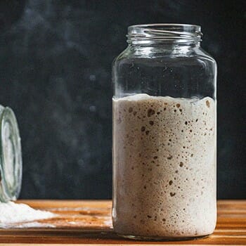 Sourdough starter in a container