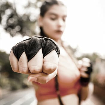 woman in a boxing stance
