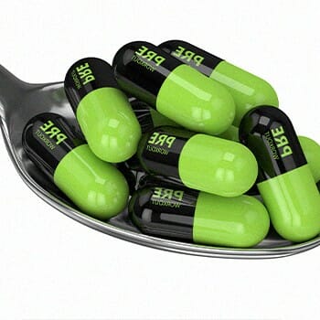 3D model of a pre workout supplements on a one scoop of spoon