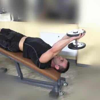 man in a decline dumbbell pullover position